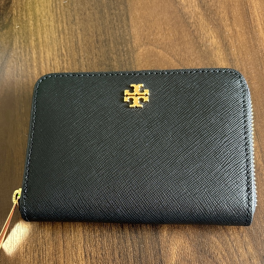 Tory Burch Black Wallet with Gold Logo